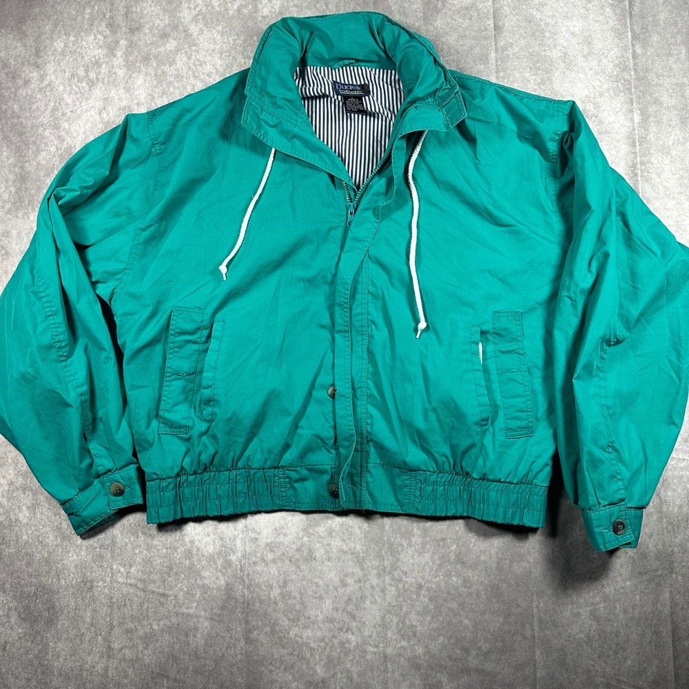Vintage Duckster ProGroup Inc Mens Large Teal Windbreaker Jacket Made in USA 585